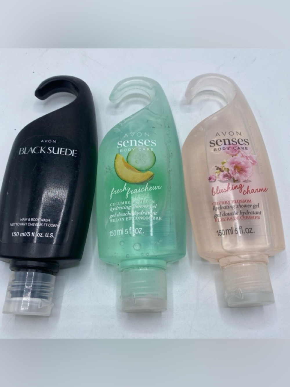 AVON Black Suede Hair Body Wash Senses Body Care Cherry Blossom Cucumber Melon - Picture 1 of 5